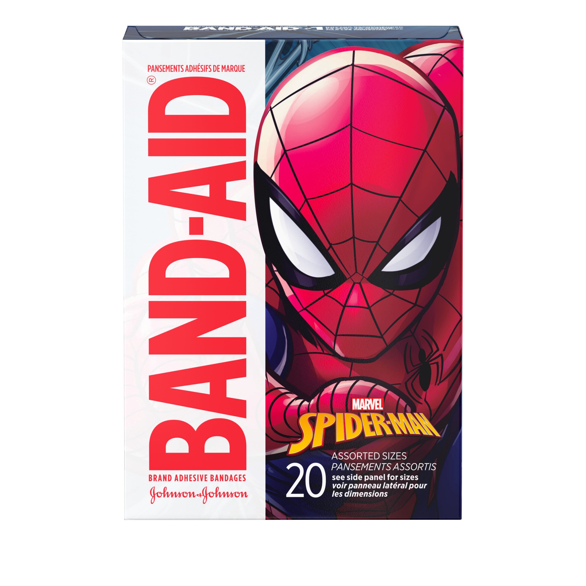 slide 4 of 8, Band-Aid Adhesive Bandages, MARVEL Spiderman, Assorted Sizes, 20 ct