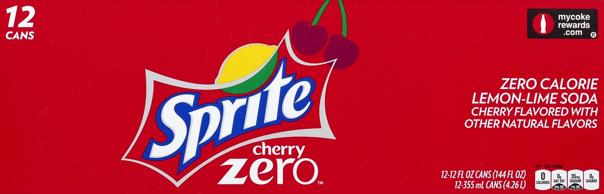 slide 6 of 6, Sprite Cherry Zero Sugar Fridge Pack Cans- 12 ct, 12 ct; 12 fl oz