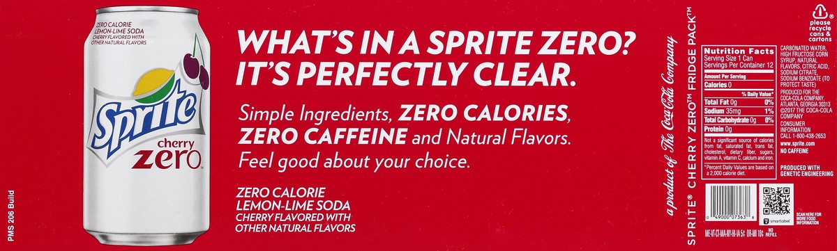 slide 2 of 6, Sprite Cherry Zero Sugar Fridge Pack Cans- 12 ct, 12 ct; 12 fl oz