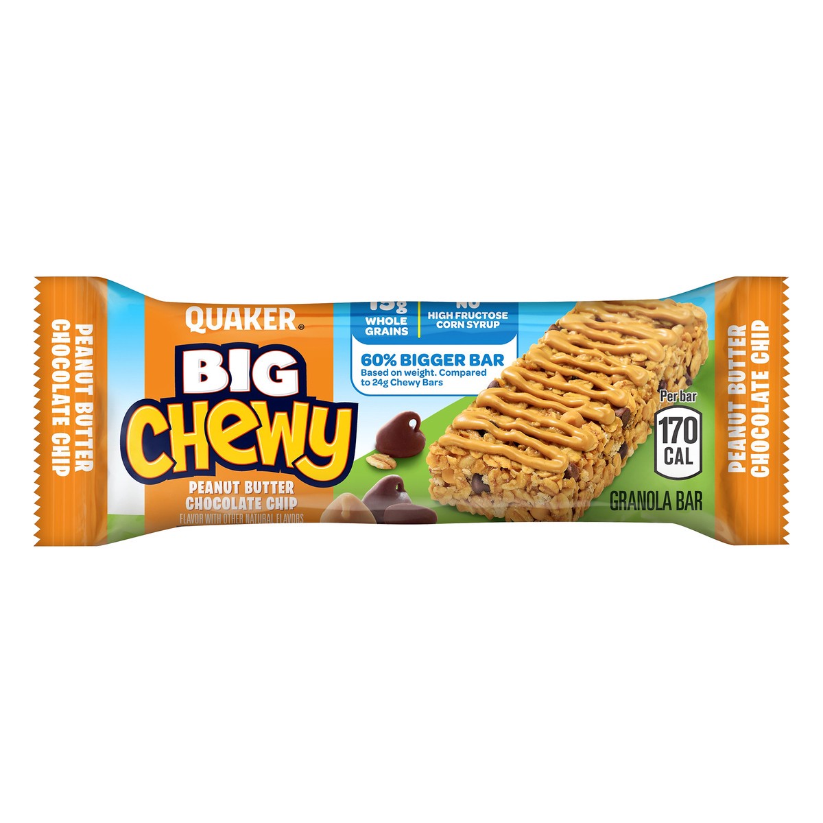 slide 1 of 5, Quaker Big Chewy Granola Bar Peanut Butter Chocolate Chip 1.48 Oz, 1.48 oz
