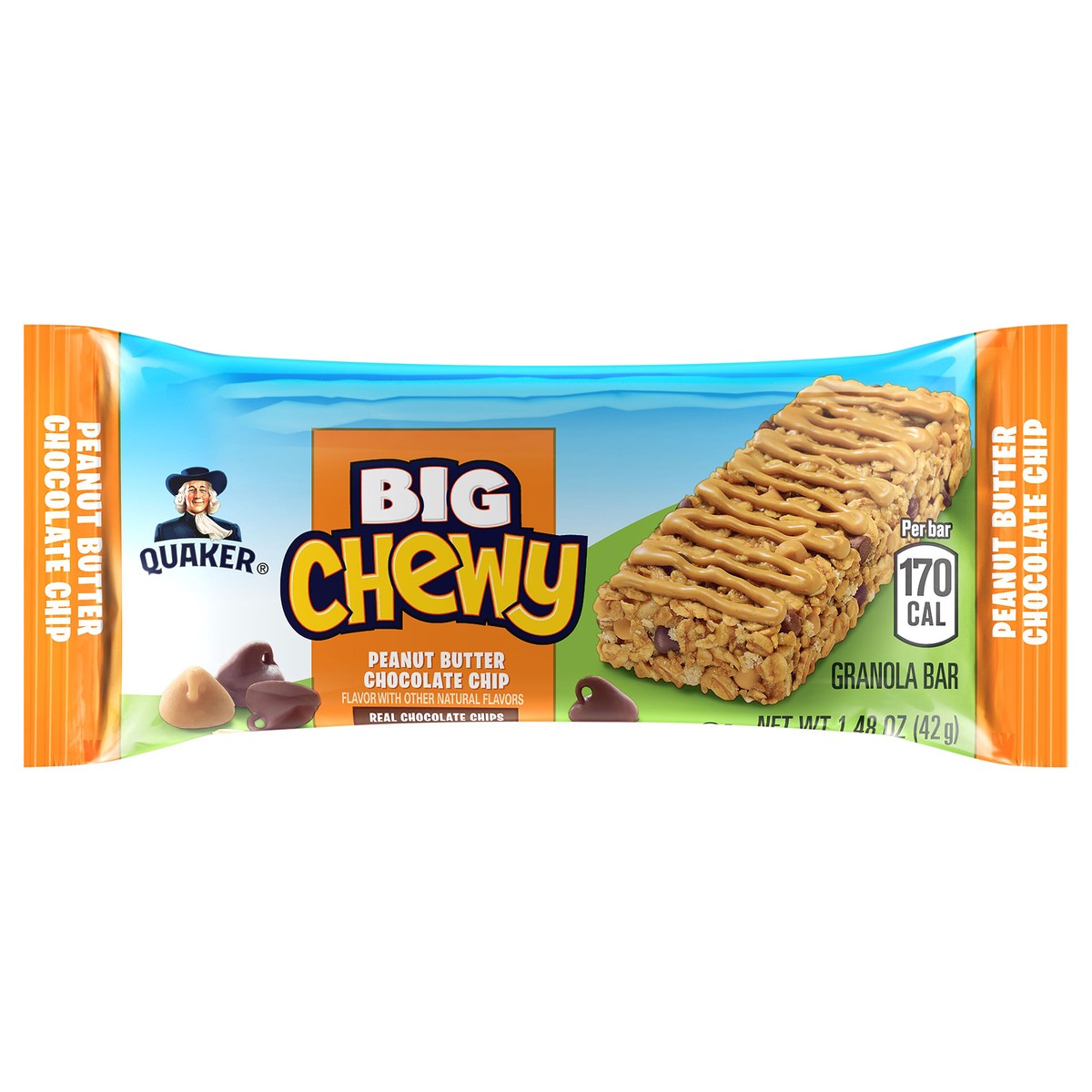 slide 5 of 5, Quaker Big Chewy Granola Bar Peanut Butter Chocolate Chip 1.48 Oz, 1.48 oz