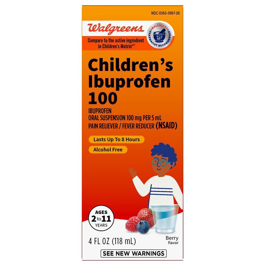 slide 1 of 5, Walgreens Choldren's Berry Flavored Ibuprofen 100 Liquid, 4 fl oz