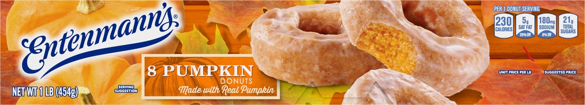 slide 6 of 9, Entenmann's Classic Pumpkin Donuts, 8 count, 16 oz Box, 8 ct