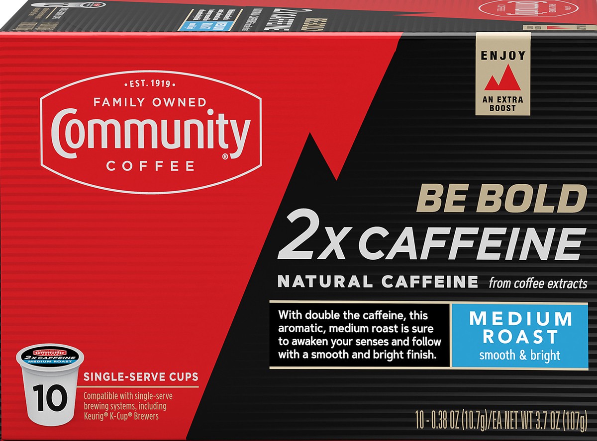 slide 4 of 13, Community Coffee Coffee 2x Caffeine Medium Roast Coffee Single-Serve Cups - 3.7 oz, 3.7 oz