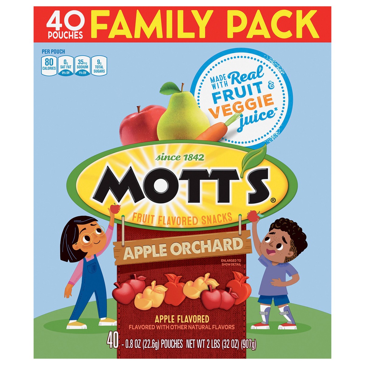 slide 1 of 9, Mott's Fruit Flavored Snacks, Apple Orchard, Gluten Free Snack, Family Pack, 40 Ct, 32 oz, 32 oz