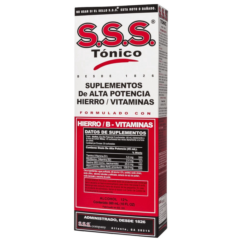 slide 2 of 2, S.S.S. Tonic High Potency Iron/B-Vitamin Supplement, 10 fl oz