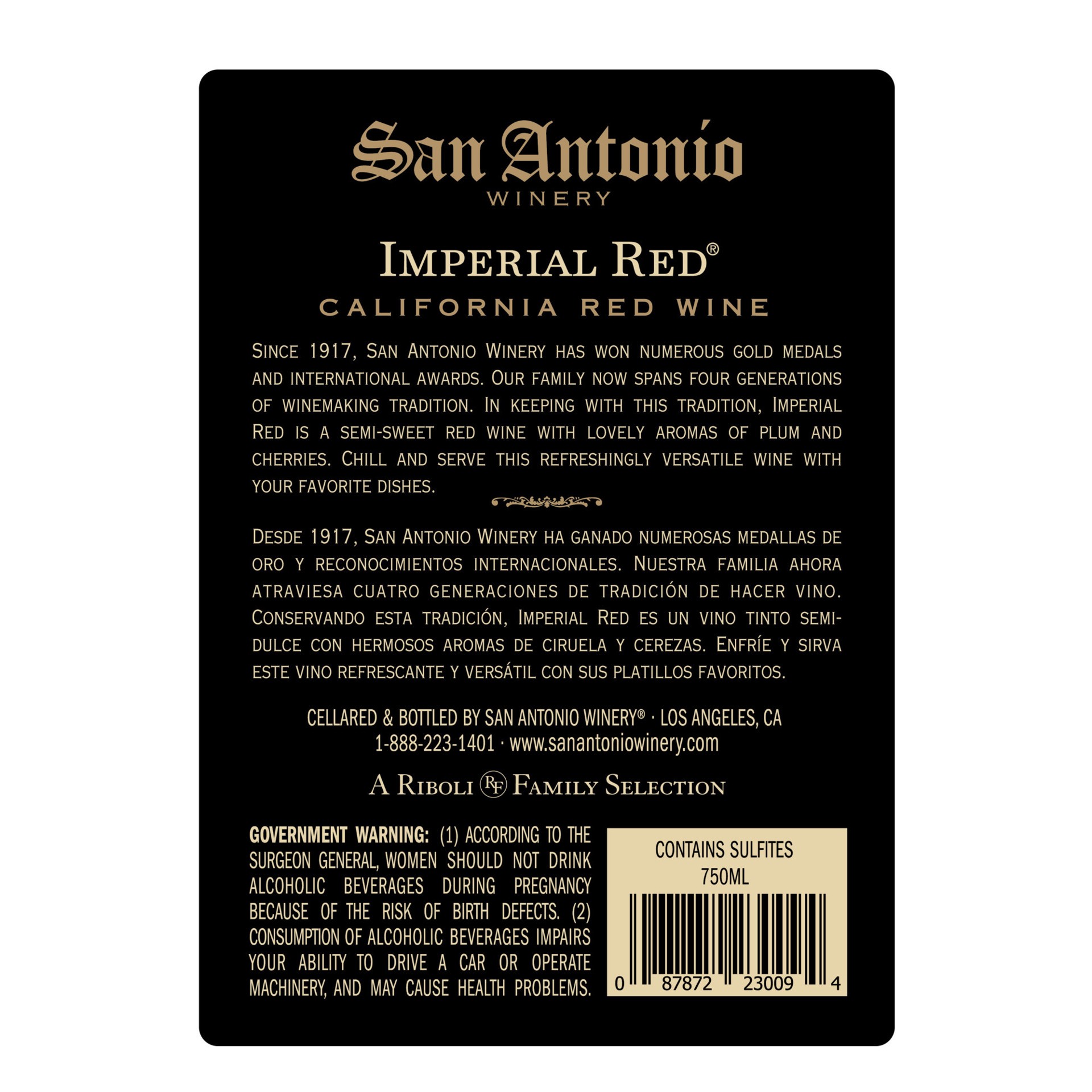 slide 4 of 8, San Antonio Winery San Antonio Imperial Red Semi-Sweet Red Wine 750mL, 1 ct