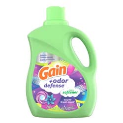 Gain + Odor Defense Liquid Fabric Softener, Super Fresh Blast Scent, 100 Loads, HE Compatible