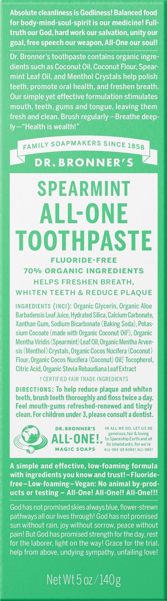 slide 9 of 11, Dr. Bronner's Spearmint All-One Toothpaste, 5 oz