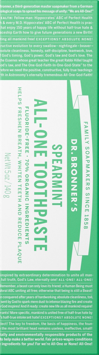 slide 8 of 11, Dr. Bronner's Spearmint All-One Toothpaste, 5 oz