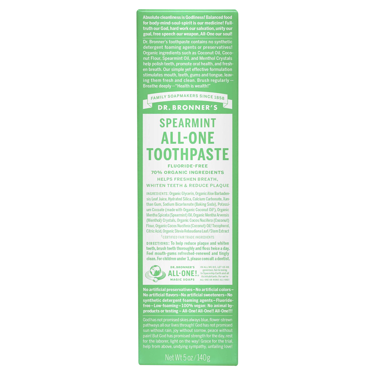 slide 1 of 9, Dr. Bronner's Toothpaste Spearmint, 5 oz