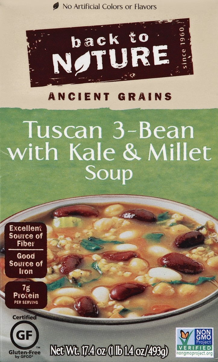 slide 4 of 4, Back to Nature Tuscan 3-Bean with Kale & Millet Soup, 17.4 oz