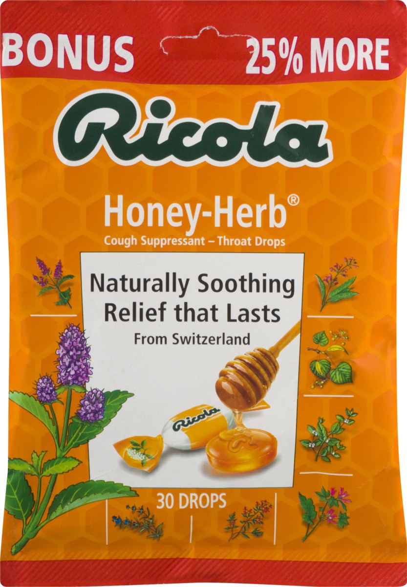 slide 8 of 9, Ricola Honey-Herb Cough Suppressant - Throat Drops, 30 ct