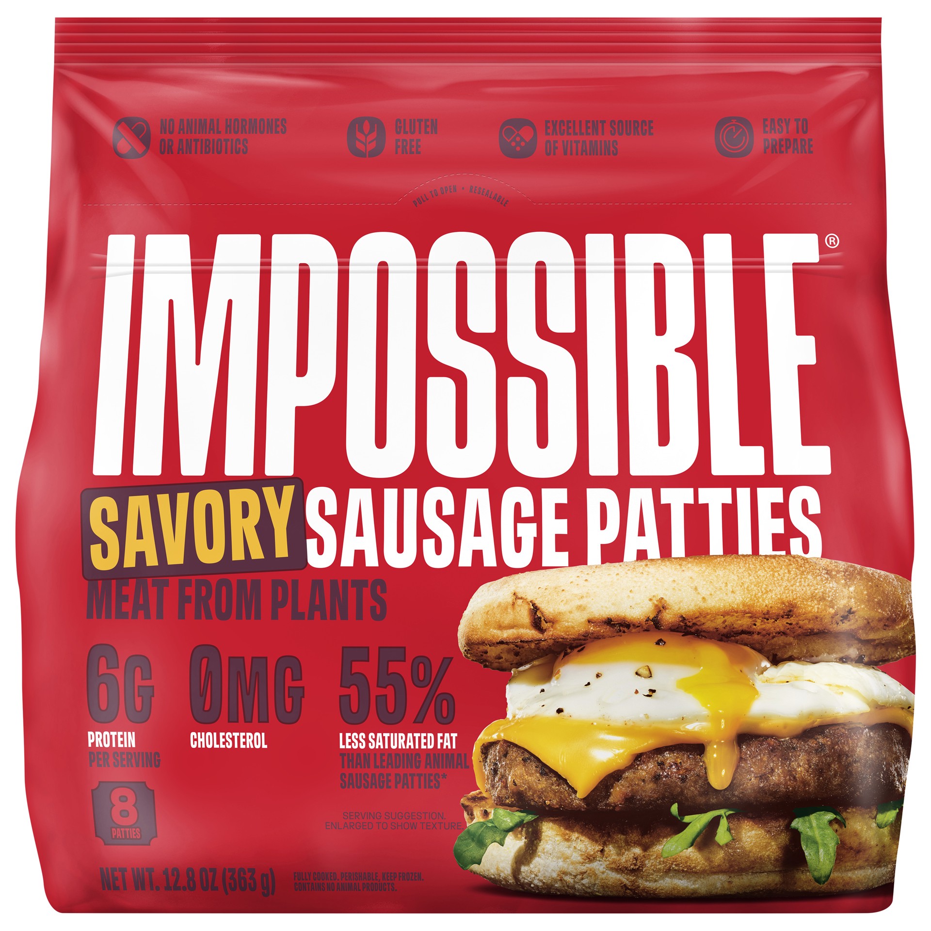 slide 1 of 9, Impossible™ Sausage Patties Made from Plants, Savory, 12.8 oz
