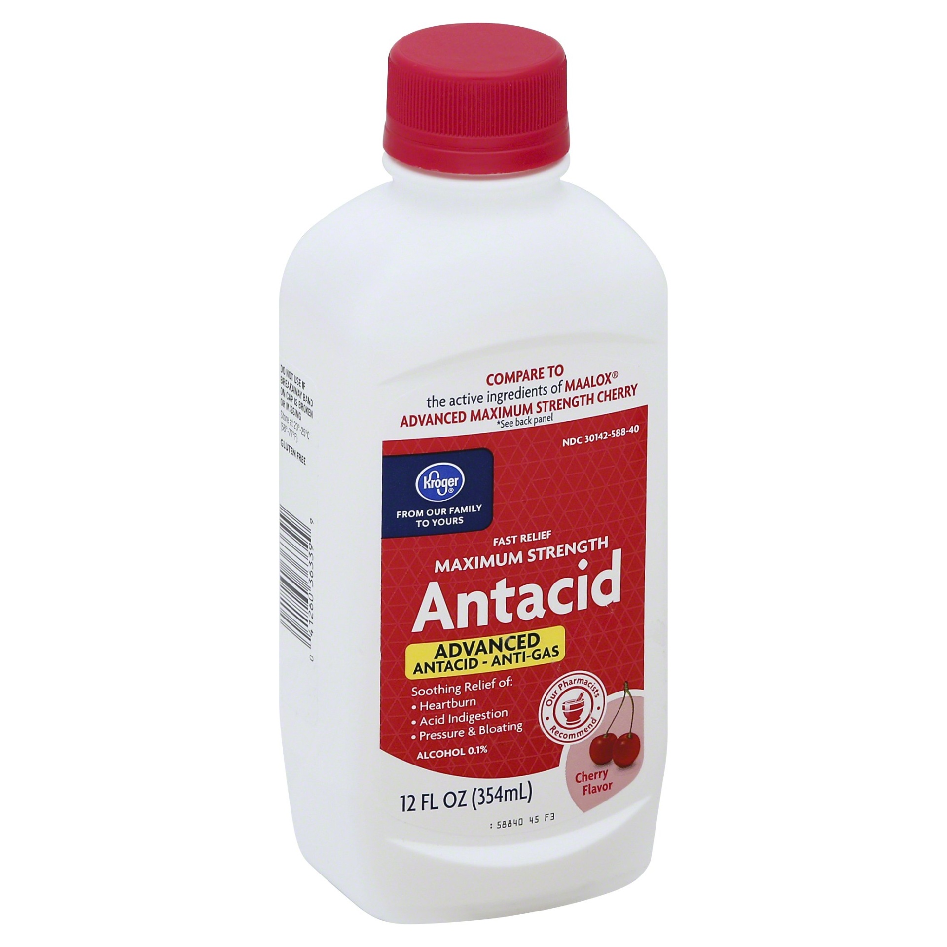 slide 1 of 1, Kroger Maximum Strength Antacid Cherry Flavor Liquid, 12 fl oz