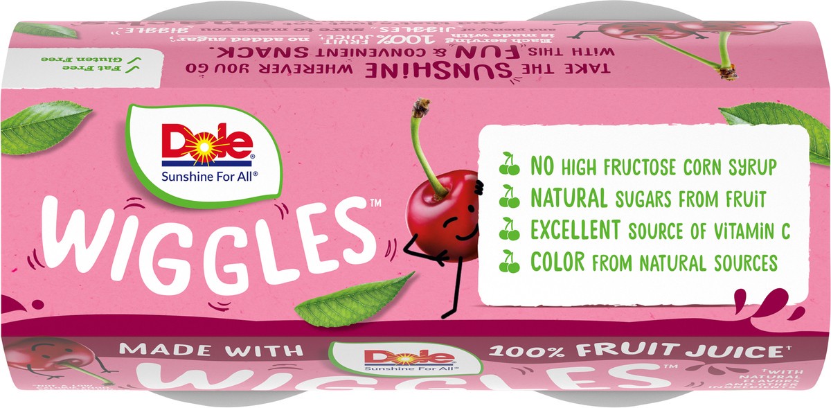 slide 7 of 9, Dole Atomic Fruit Bowls Wiggles Fruit Juice Gels Cherry 4ct 4.3oz Sleeve SKU 03349, 4 ct