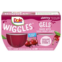 Dole Atomic Fruit Bowls Wiggles Fruit Juice Gels Cherry 4ct 4.3oz Sleeve SKU 03349