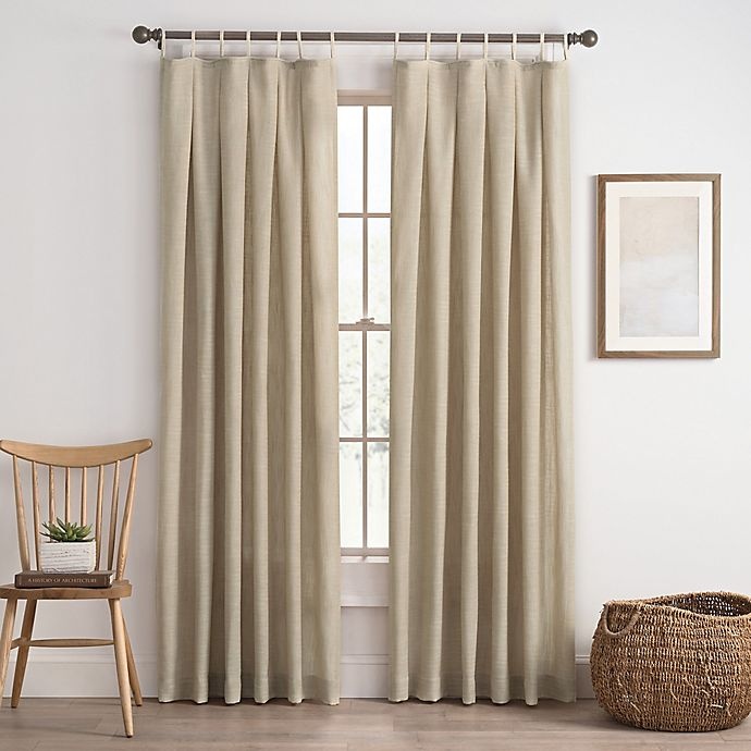 slide 1 of 3, Mercantile Cassora Skinny Tab Window Curtain Panel - Linen, 95 in