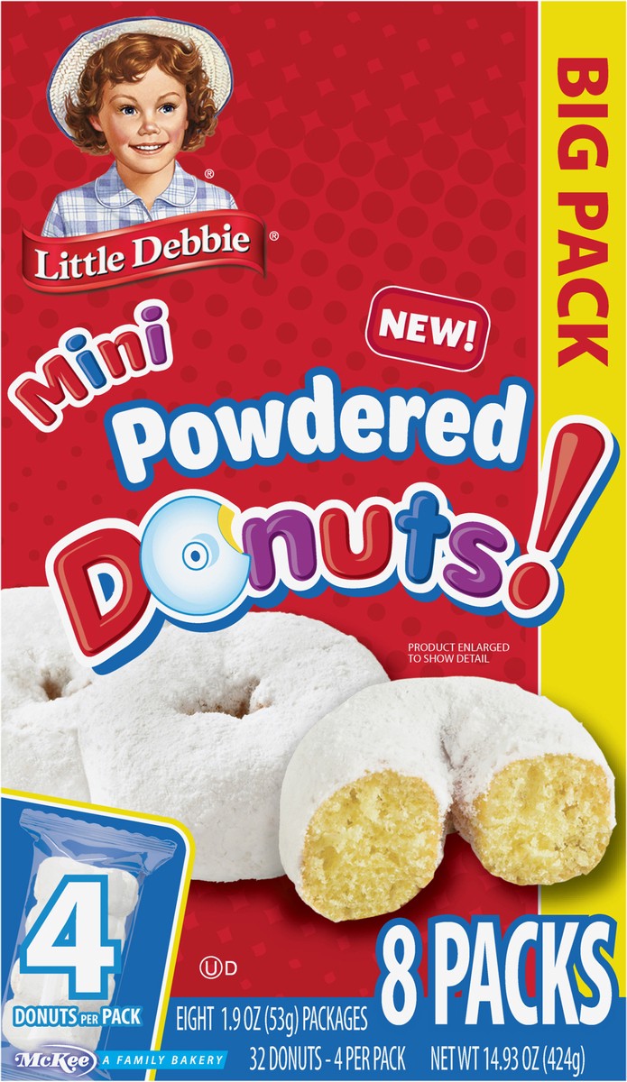 slide 5 of 12, Little Debbie Snack Cakes, Little Debbie Big Pack Mini Donuts (Powdered), 14 oz