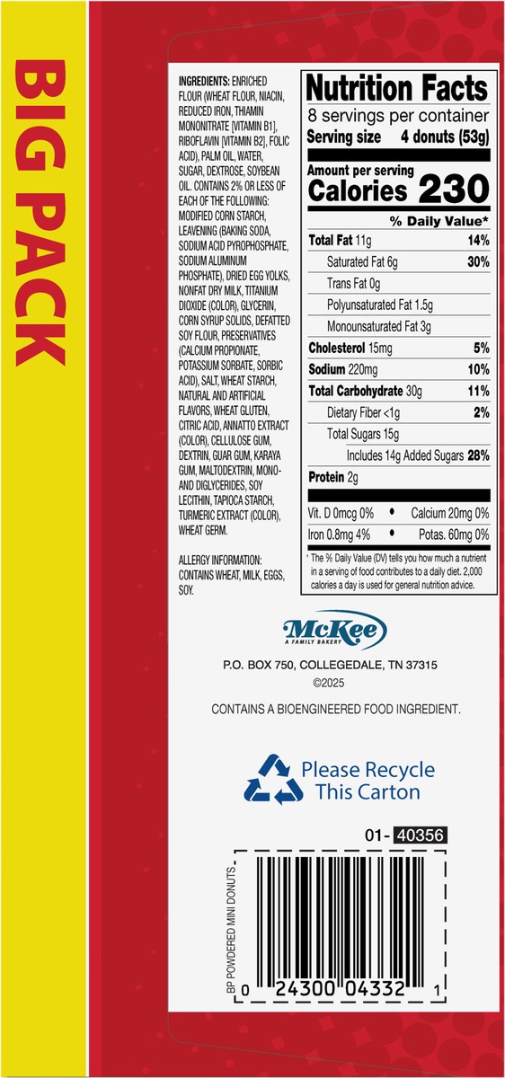 slide 2 of 12, Little Debbie Snack Cakes, Little Debbie Big Pack Mini Donuts (Powdered), 14 oz