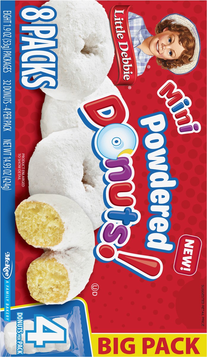 slide 10 of 12, Little Debbie Snack Cakes, Little Debbie Big Pack Mini Donuts (Powdered), 14 oz