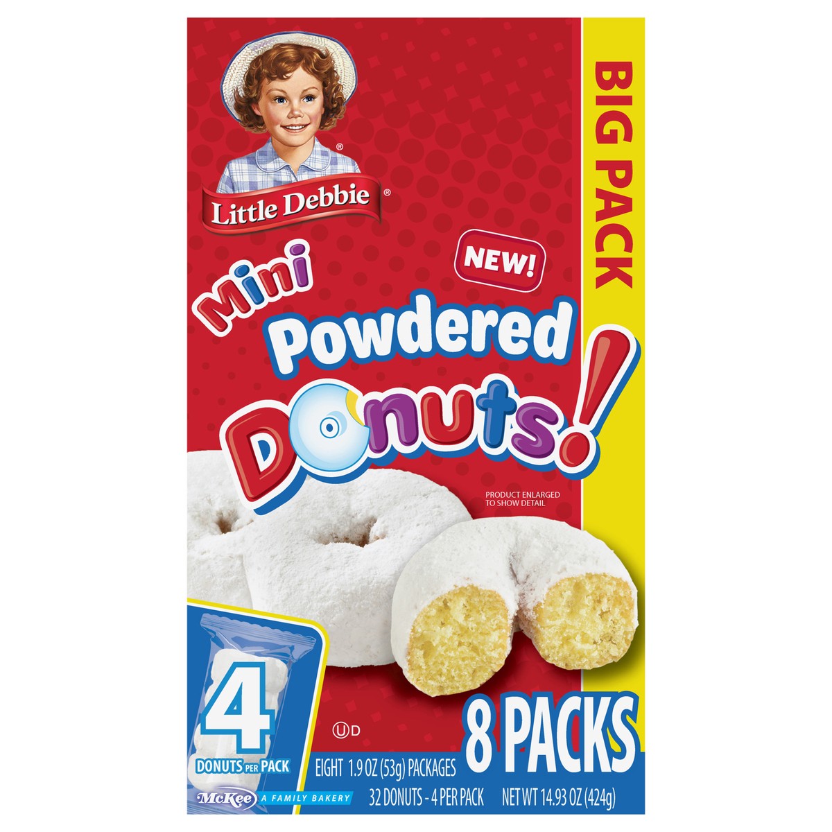 slide 1 of 12, Little Debbie Snack Cakes, Little Debbie Big Pack Mini Donuts (Powdered), 14 oz