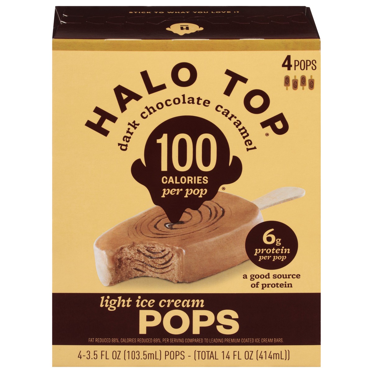 slide 1 of 6, Halo Top Creamery Halo Top Dark Chocolate Light Ice Cream Pops 4Ct, 14 fl oz