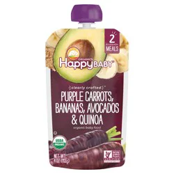 Happy Baby Organics Clearly Crafted Stage 2 Meals Purple Carrots, Bananas, Avocados & Quinoa Pouch 4oz UNIT