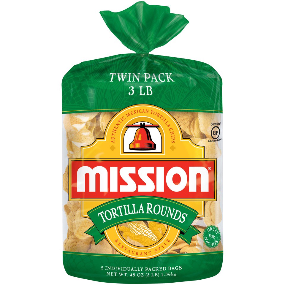 slide 1 of 4, Mission Round Tortilla Chips Twin Pack, 2 ct; 3 lb