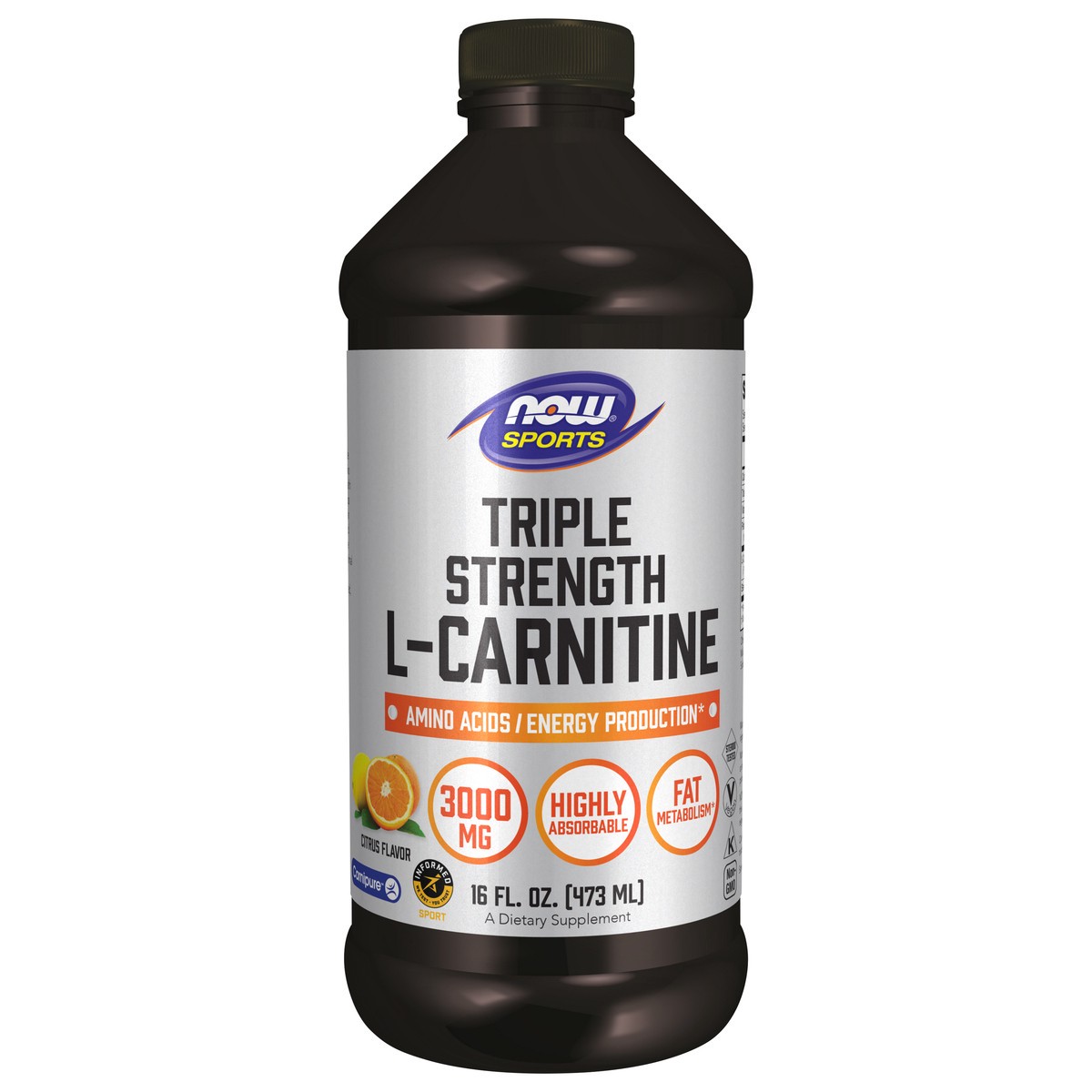 slide 1 of 5, NOW L-Carnitine, Triple Strength Liquid - 16 fl. oz., 1 ct