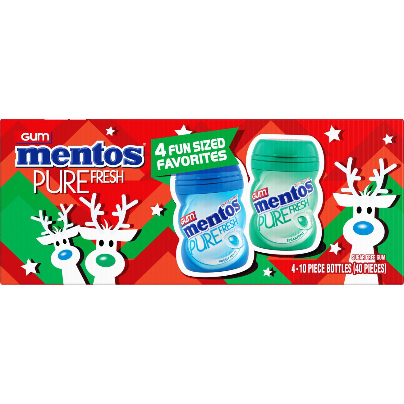 slide 1 of 1, Mentos Pure Fresh Sugar Free Gum Christmas Multi Pack, 4 ct
