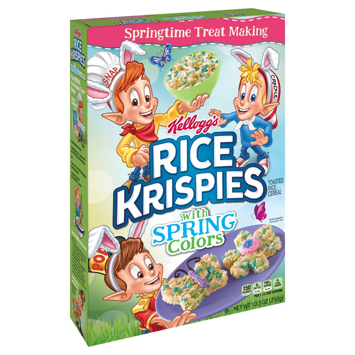 slide 8 of 8, Rice Krispies Kellogg's Rice Krispies Breakfast Cereal, Kids Easter Snacks, Baking Marshmallow Treats, Original with Spring Colors, 10.3oz Box, 1 Box, 10.3 oz