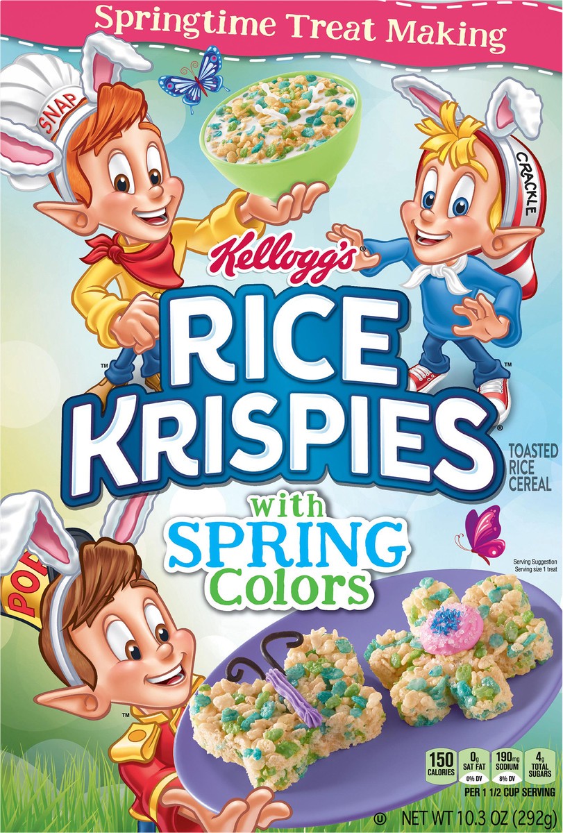 slide 5 of 8, Rice Krispies Kellogg's Rice Krispies Breakfast Cereal, Kids Easter Snacks, Baking Marshmallow Treats, Original with Spring Colors, 10.3oz Box, 1 Box, 10.3 oz
