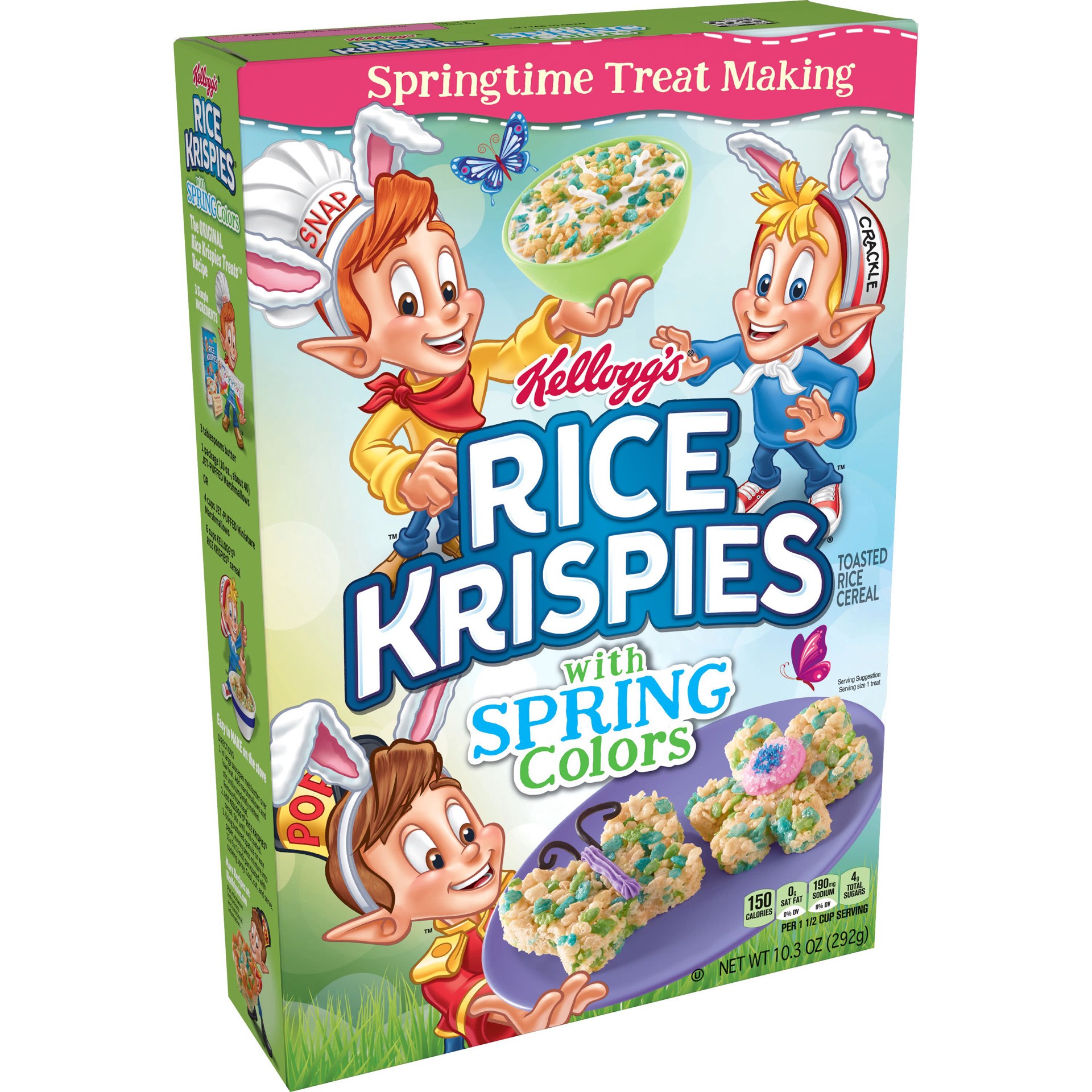 slide 1 of 8, Rice Krispies Kellogg's Rice Krispies Breakfast Cereal, Kids Easter Snacks, Baking Marshmallow Treats, Original with Spring Colors, 10.3oz Box, 1 Box, 10.3 oz