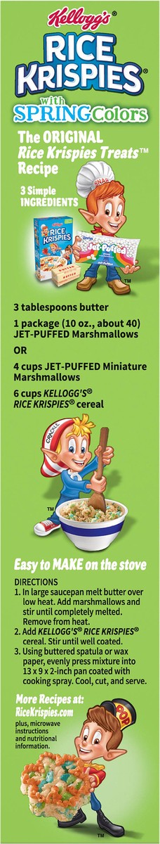slide 6 of 8, Rice Krispies Kellogg's Rice Krispies Breakfast Cereal, Kids Easter Snacks, Baking Marshmallow Treats, Original with Spring Colors, 10.3oz Box, 1 Box, 10.3 oz