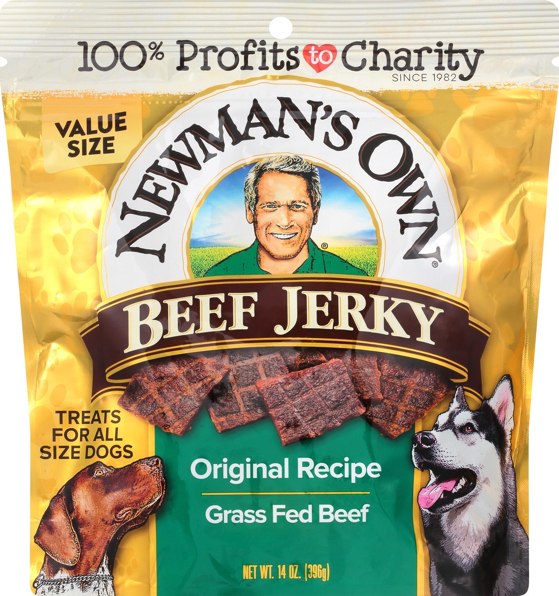 slide 3 of 9, Newman's Own Original Beef Recipe Jerky Treats for All Size Dogs Value Size 14 oz, 14 oz