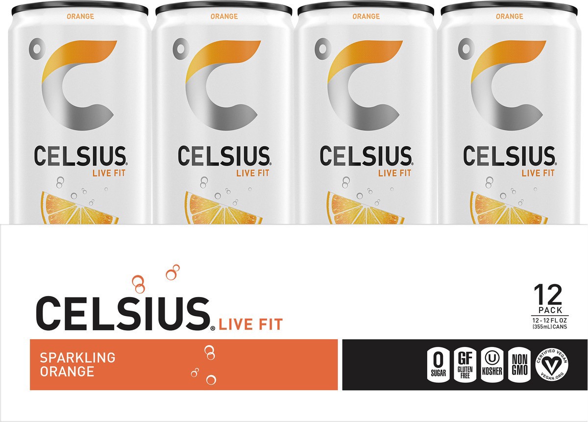 slide 3 of 5, CELSIUS CELSIUS Energy Drink Orange 12Pk 12 Oz, 1 ct