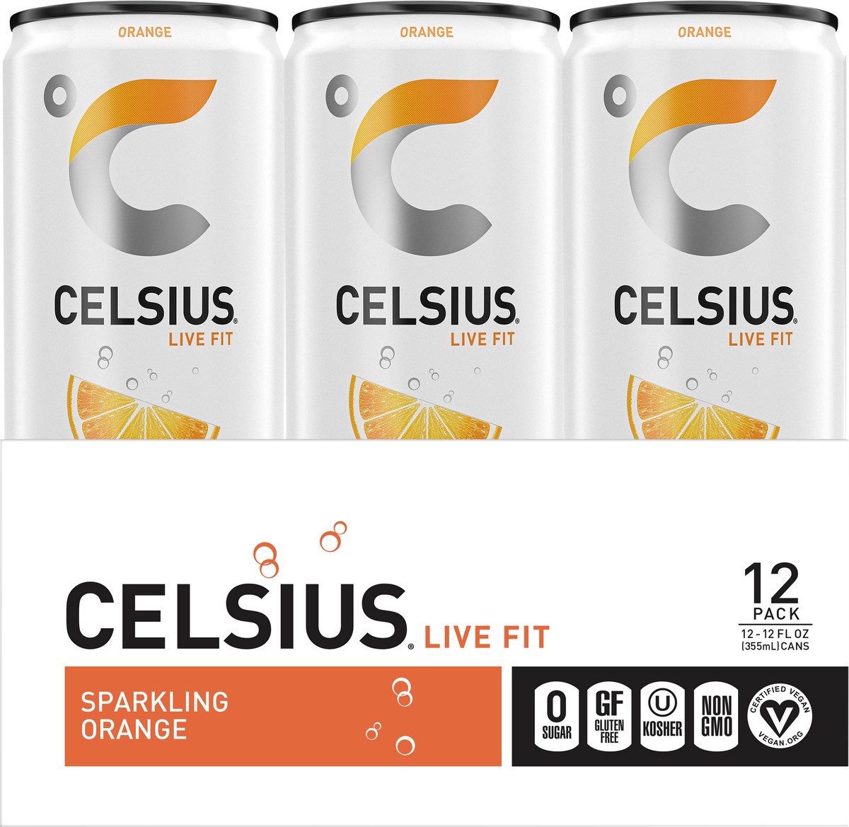 slide 4 of 5, CELSIUS CELSIUS Energy Drink Orange 12Pk 12 Oz, 1 ct