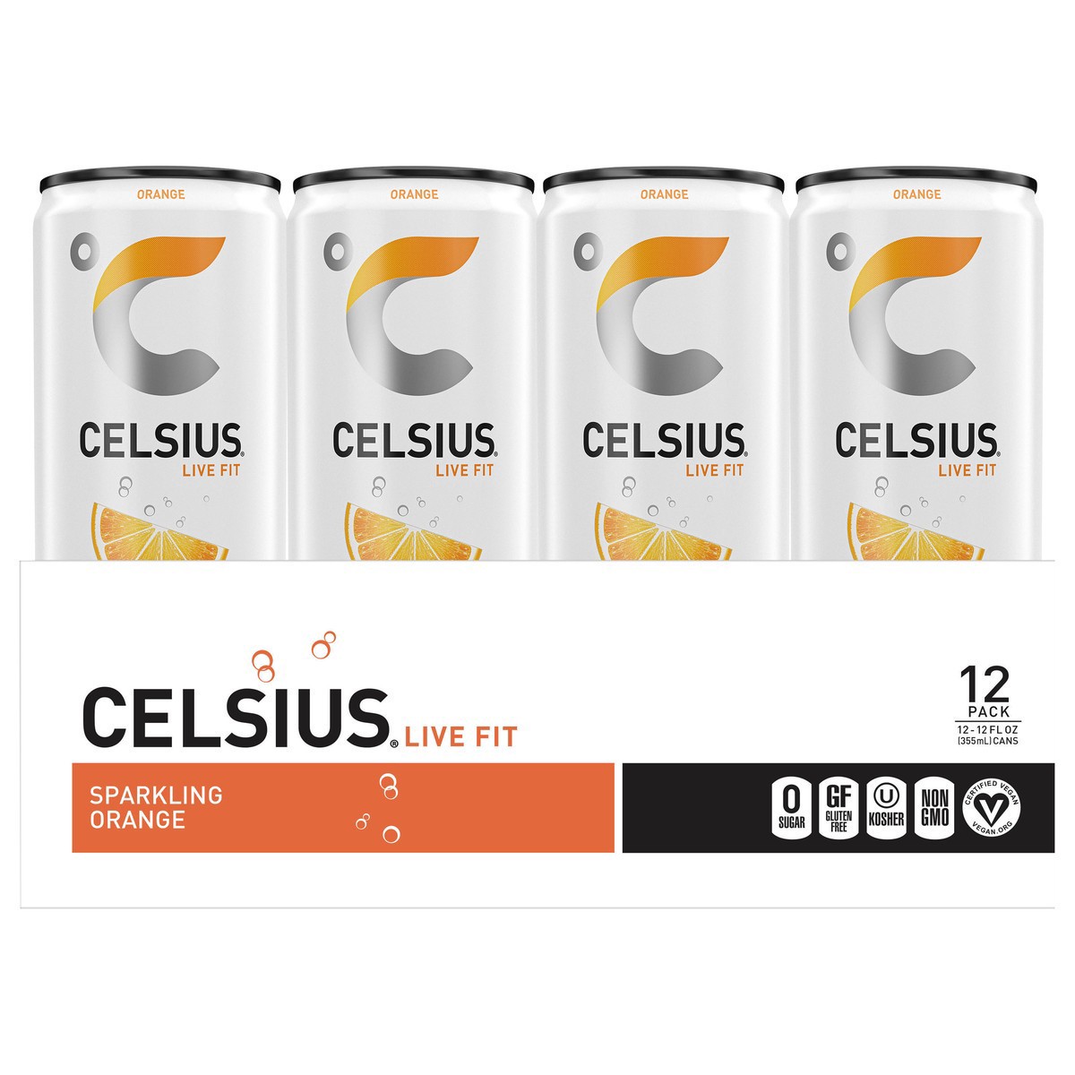 slide 2 of 5, CELSIUS CELSIUS Energy Drink Orange 12Pk 12 Oz, 1 ct