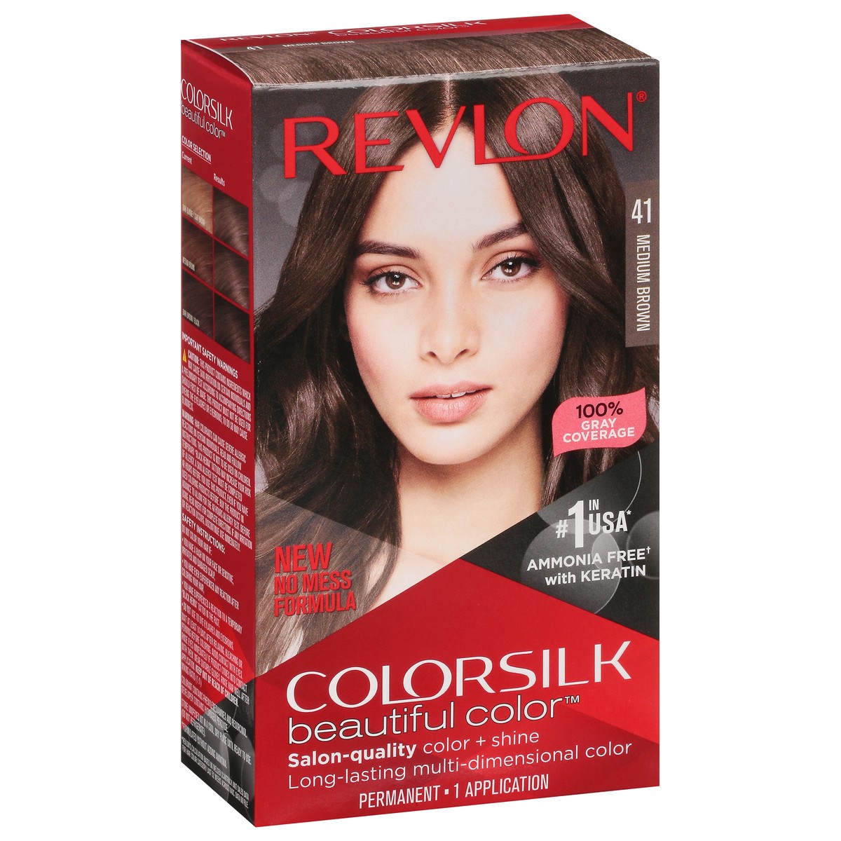 slide 8 of 9, Revlon Colorsilk 41 Medium Brown Vegan Keratin Permanent Hair Color 1 Each, 1 ct