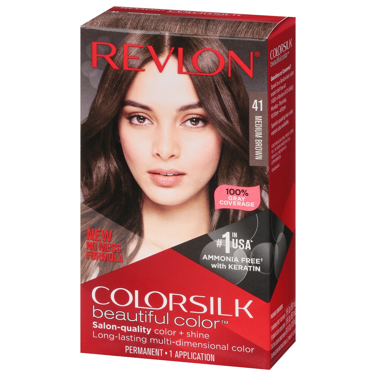 slide 6 of 9, Revlon Colorsilk 41 Medium Brown Vegan Keratin Permanent Hair Color 1 Each, 1 ct