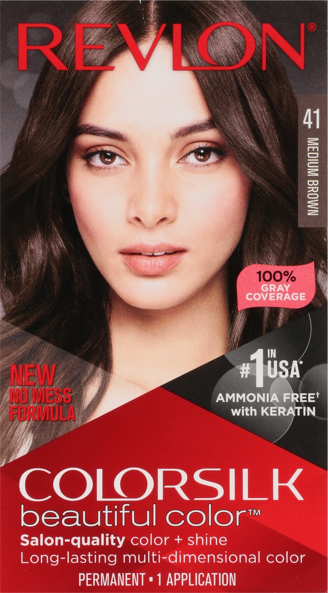 slide 4 of 9, Revlon Colorsilk 41 Medium Brown Vegan Keratin Permanent Hair Color 1 Each, 1 ct
