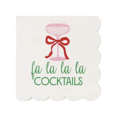 slide 1 of 3, Fa La La La Beverage Napkins By Celebrate It, 4.7 in x 4.7 in