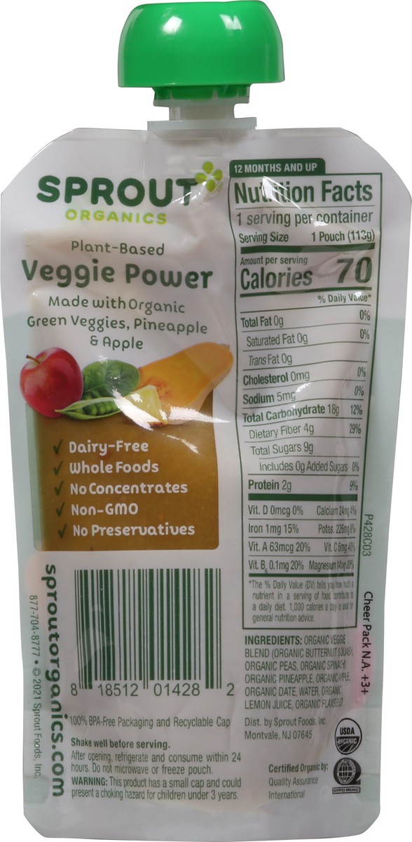 slide 7 of 9, Sprout Organics Plant - Based Veggie Power 4 oz, 4 oz