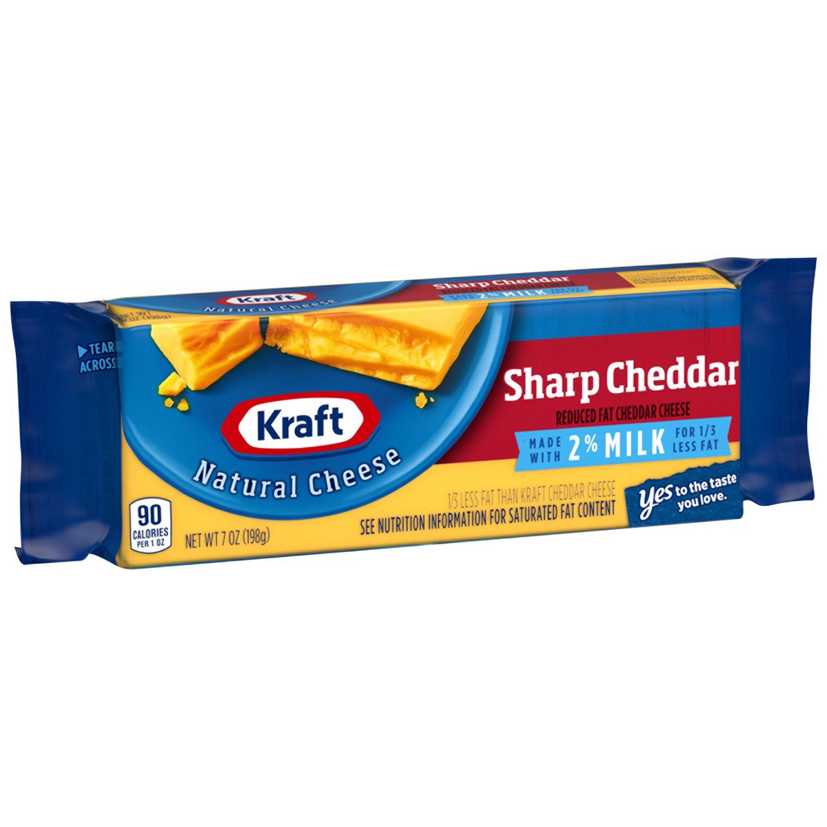 slide 8 of 13, Kraft Sharp Cheddar Cheese with 2% Milk, 7 oz Block, 7 oz