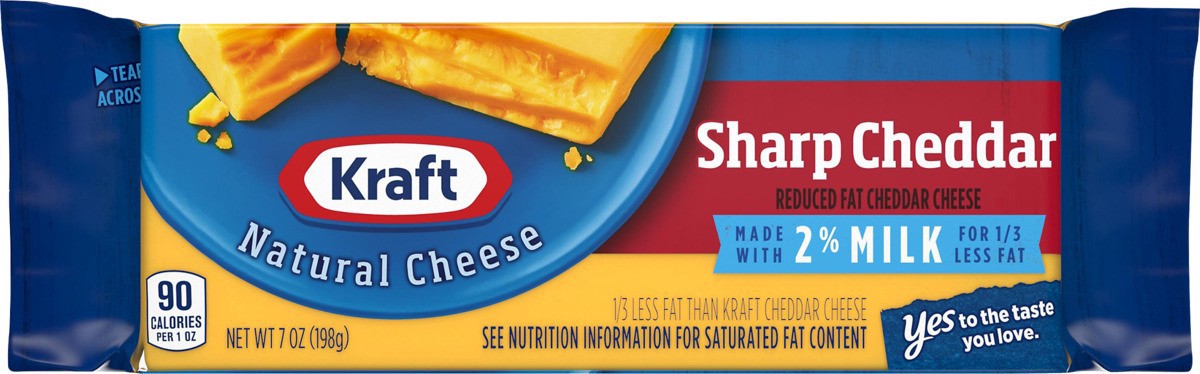 slide 10 of 13, Kraft Sharp Cheddar Cheese with 2% Milk, 7 oz Block, 7 oz