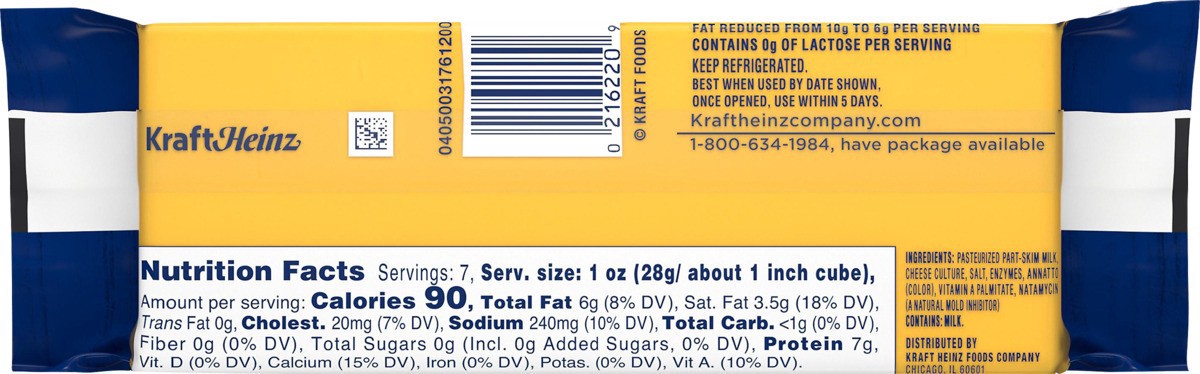 slide 6 of 13, Kraft Sharp Cheddar Cheese with 2% Milk, 7 oz Block, 7 oz