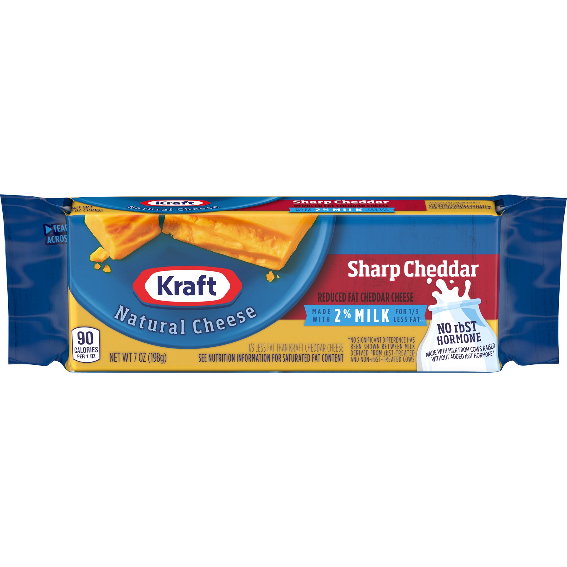 slide 1 of 13, Kraft Sharp Cheddar Cheese with 2% Milk, 7 oz Block, 7 oz