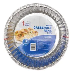 Weis Quality Cassarole Round Pan 3 Quart 3pk Foilware