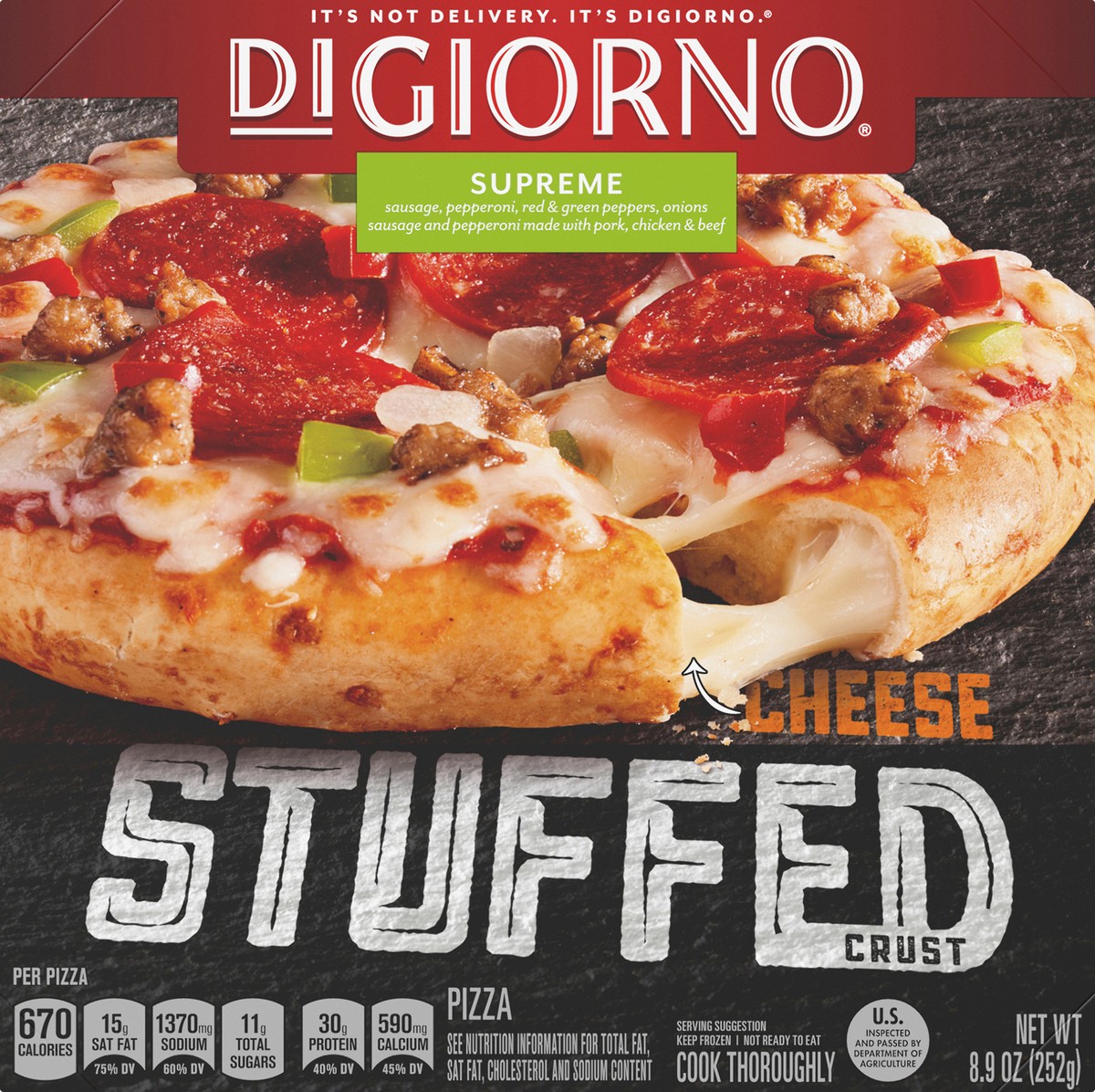 slide 9 of 10, DiGiorno Cheese Stuffed Crust Supreme Pizza 8.9 oz, 8.9 oz